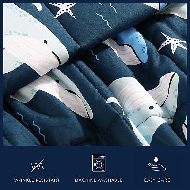 Nautica Finnian Whales Navy Comforter & Sham Set