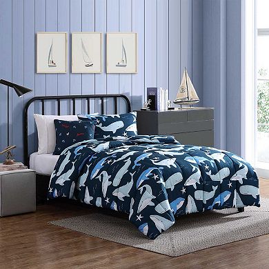 Nautica Finnian Whales Navy Comforter & Sham Set