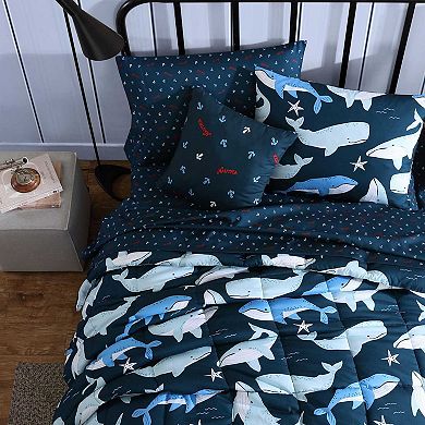 Nautica Finnian Whales Navy Comforter & Sham Set