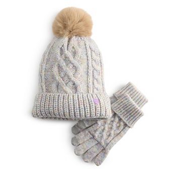 Girls madden girl Cable Knit Beanie & Gloves Set