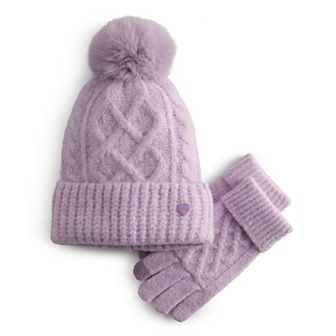 Girls madden girl Cable Knit Beanie & Gloves Set