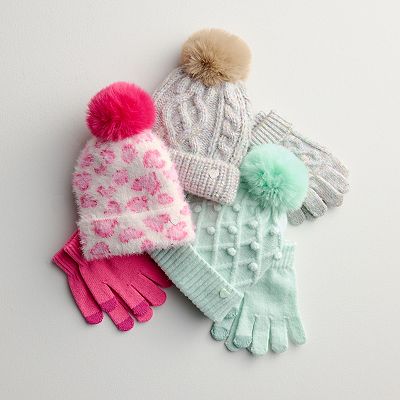 Madden Girl Juniors Eyelash Knit Brown Pom Pom Beanie and Mittens Set NWT Madden Girl Women Juniors Eyelash Brown Pom Pom Beanie And  main image 2