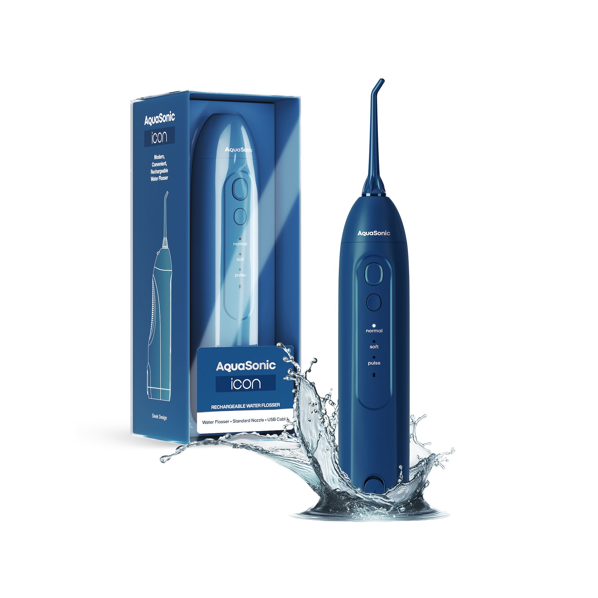 Aquasonic Icon Electric Water Flosser - Cordless Waterproof Oral Irrigator,