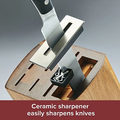 Anolon AlwaysSharp Japanese Steel 8-Piece Knife Block Set with Built-In Sharpener