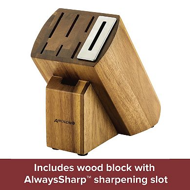 Anolon AlwaysSharp Japanese Steel 8-Piece Knife Block Set with Built-In Sharpener