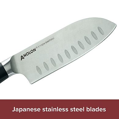 Anolon AlwaysSharp Japanese Steel 8-Piece Knife Block Set with Built-In Sharpener