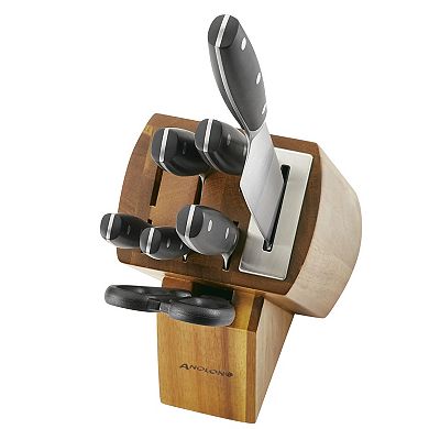 Anolon AlwaysSharp Japanese Steel 8-Piece Knife Block Set with Built-In Sharpener