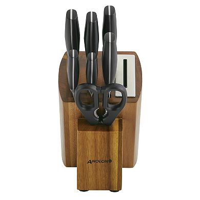 Anolon AlwaysSharp Japanese Steel 8-Piece Knife Block Set with Built-In Sharpener