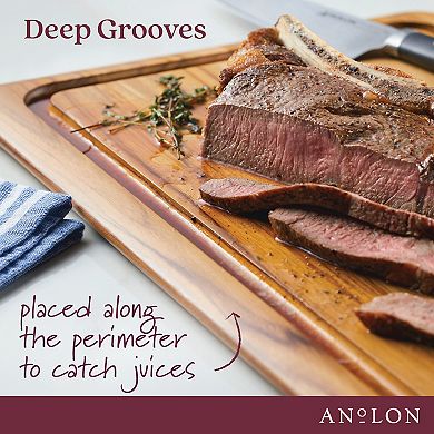 Anolon Pantryware Reversible 14" x 20" Teak Wood Cutting Board