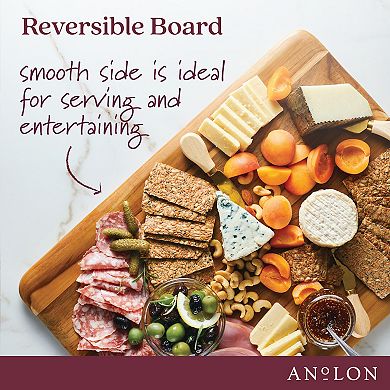 Anolon Pantryware Reversible 14" x 20" Teak Wood Cutting Board