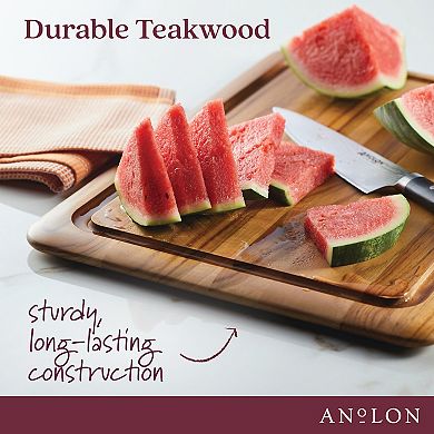 Anolon Pantryware Reversible 14" x 20" Teak Wood Cutting Board