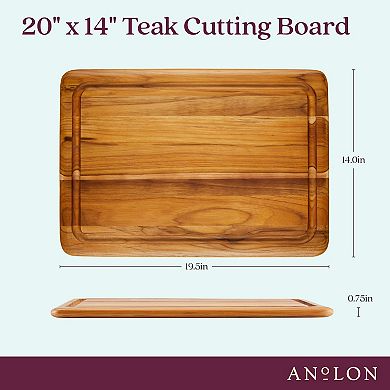 Anolon Pantryware Reversible 14" x 20" Teak Wood Cutting Board