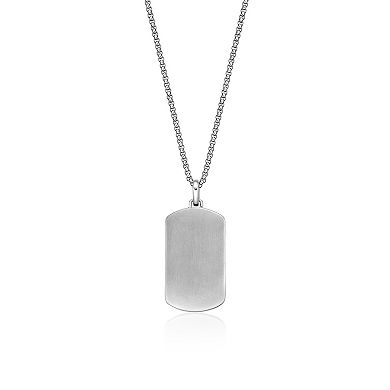 Men's LYNX Sterling Silver Onyx & 1/4 Carat T.W. Diamond Dogtag Pendant Necklace