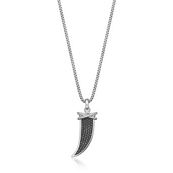 Men's Lynx Sterling Silver 1/2 Carat T.W. Black Diamond Pendant Necklace