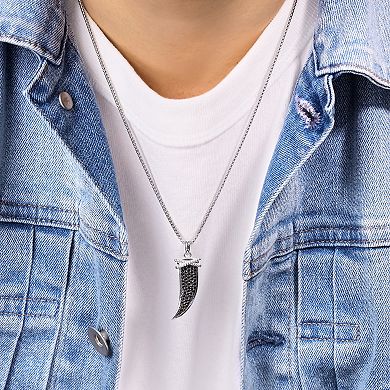 Men's Lynx Sterling Silver 1/2 Carat T.W. Black Diamond Pendant Necklace