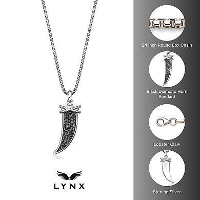 Men's Lynx Sterling Silver 1/2 Carat T.W. Black Diamond Pendant Necklace