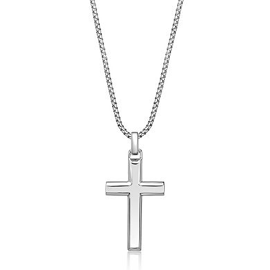Men's LYNX Sterling Silver Onyx Cross Pendant Necklace