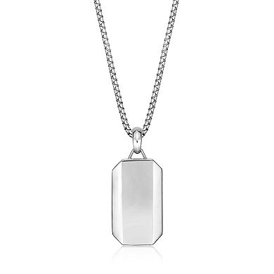 Men's LYNX Sterling Silver Onyx Dogtag Pendant Necklace