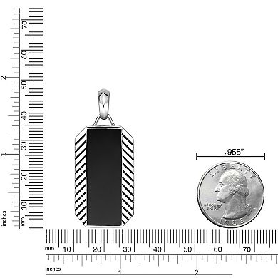 Men's LYNX Sterling Silver Onyx Dogtag Pendant Necklace