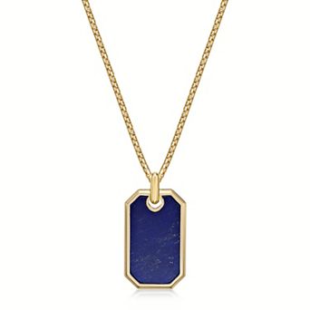Men's Lynx Lapis Dog Tag Pendant Necklace