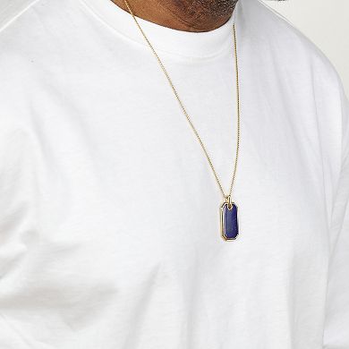 Men's Lynx Lapis Dog Tag Pendant Necklace