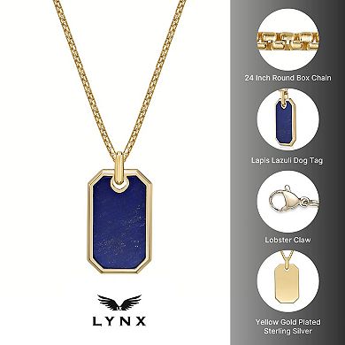 Men's Lynx Lapis Dog Tag Pendant Necklace