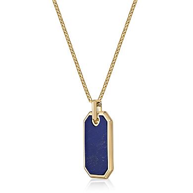Men's Lynx Lapis Dog Tag Pendant Necklace