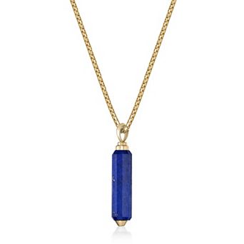 Men's Lynx Lapis Obelisk Pendant Necklace