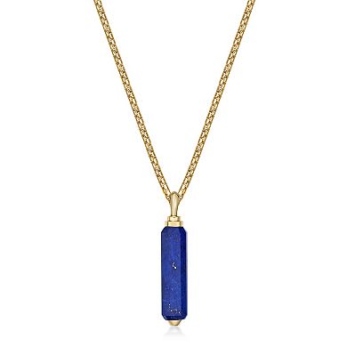 Men's Lynx Lapis Obelisk Pendant Necklace