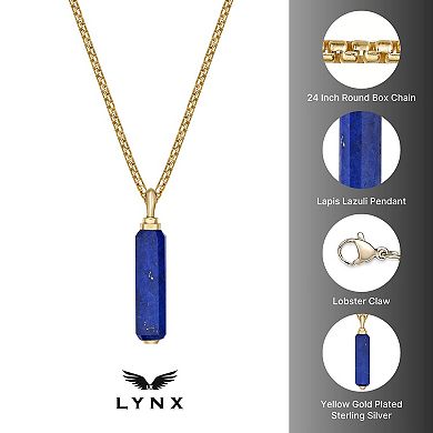 Men's Lynx Lapis Obelisk Pendant Necklace