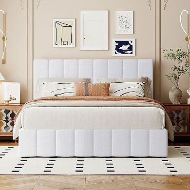 Merax Upholstered Platform bed with a Hydraulic Storage System