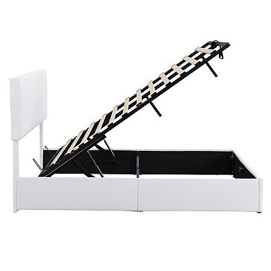 Merax Upholstered Platform bed with a Hydraulic Storage System