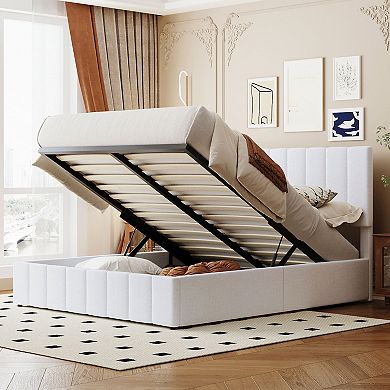 Merax Upholstered Platform bed with a Hydraulic Storage System