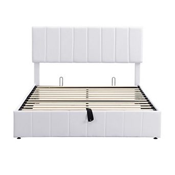 Merax Upholstered Platform bed with a Hydraulic Storage System