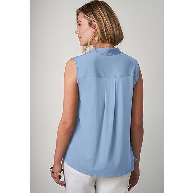 Jessica London Women's Plus Size Uptown Sleeveless Tie-Neck Blouse