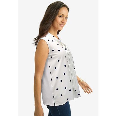 Jessica London Women's Plus Size Uptown Sleeveless Tie-Neck Blouse