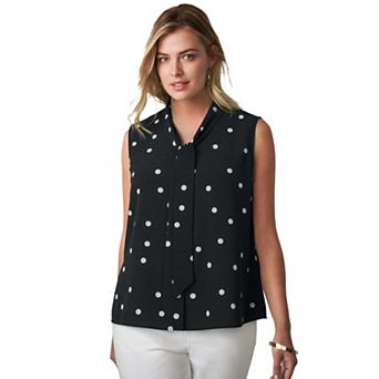 Jessica London Women's Plus Size Uptown Sleeveless Tie-Neck Blouse