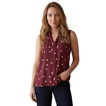 Jessica London Women's Plus Size Uptown Sleeveless Tie-Neck Blouse