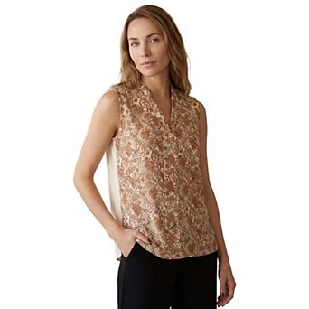 Jessica London Women's Plus Size Uptown Sleeveless Tie-Neck Blouse