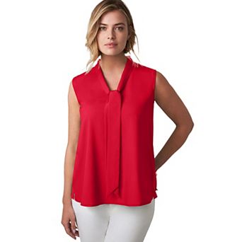 Jessica London Women's Plus Size Uptown Sleeveless Tie-Neck Blouse