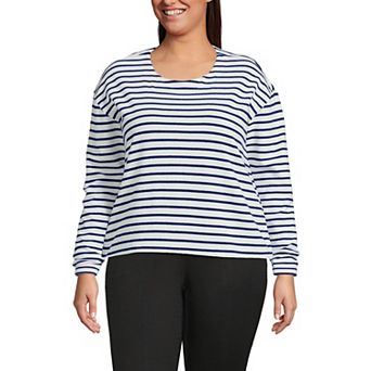 Plus Size Lands' End Long Sleeve Mariner Jersey Crewneck Tee