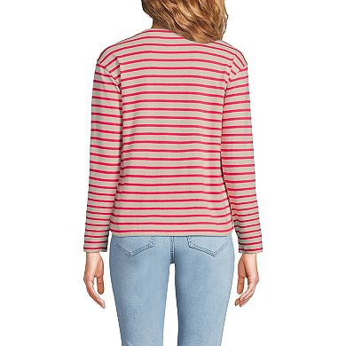 Women's Lands' End Long Sleeve Mariner Jersey Crewneck Tee