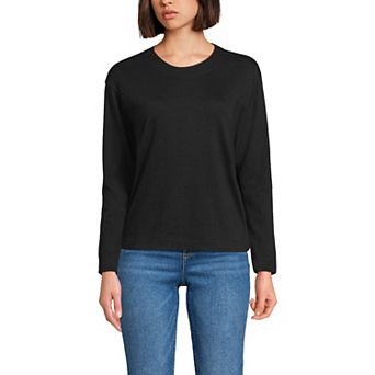 Women's Lands' End Long Sleeve Mariner Jersey Crewneck Tee