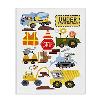 Stupell Home Decor Construction Vehicles & Animals Canvas Wall Art
