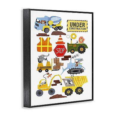 Stupell Home Decor Construction Vehicles & Animals Framed Wall Art