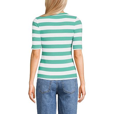 Women's Lands' End Elbow Sleeve Scoop Neck Tee