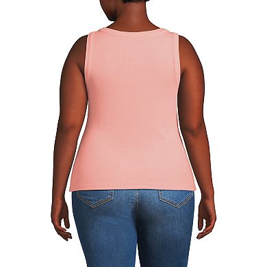 Women's Plus Size Lands' End Drapey Rib Fitted Tank Top