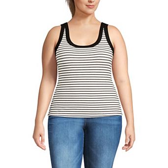 Plus Size Lands' End Drapey Rib Fitted Tank Top