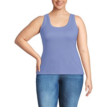 Plus Size Lands' End Drapey Rib Fitted Tank Top