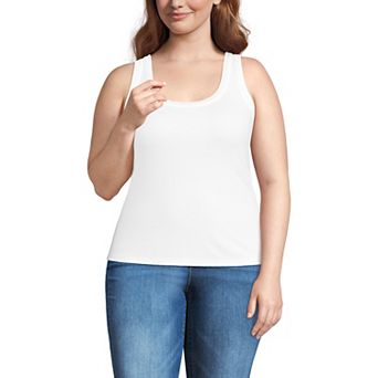 Plus Size Lands' End Drapey Rib Fitted Tank Top
